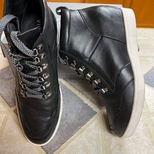 Vince Black Boots with High Ankle Support and Lace-Up Design